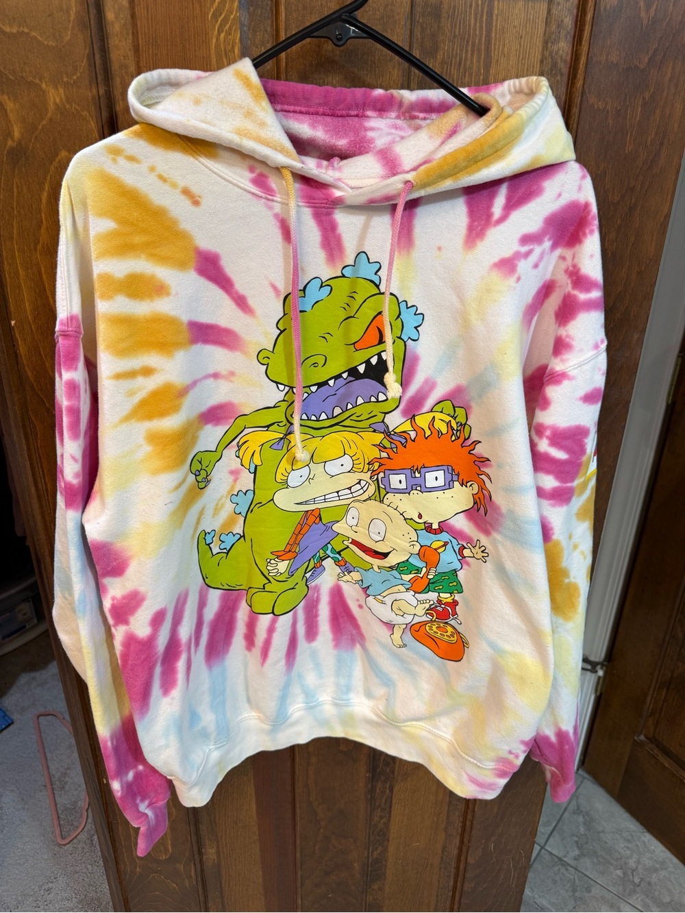 Nickelodeon Rugrats Tie-Dye Hoodie - Pink, Yellow & Blue
